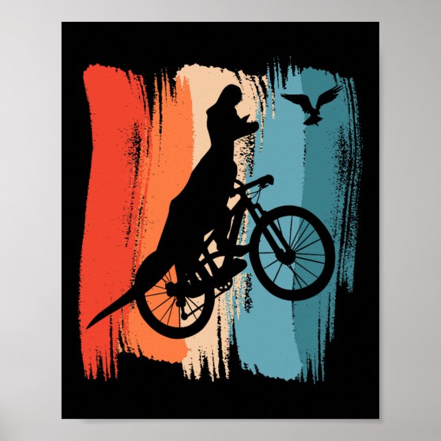 Affiche Cyclisme T-rex Dinosaure VTT Dino Riding (Devant)