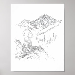 Affiche Cycliste de Montagne Ascendant Art Cyclisme Esthét