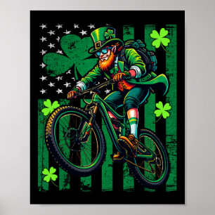 Affiche Cycliste de VTT St Patricks Day Américain Irlandai