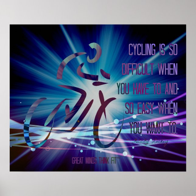 Affiche cycliste inspirante en bleu et violet (Devant)
