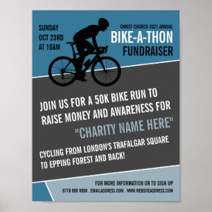 Affiche Cycliste Silhouette, Charity Bike-a-Thon Event