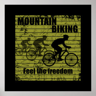 Affiche Cycliste VTT Descente - Vélo Tout Terrain