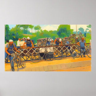 Affiche Cyclistes Ne Peuvent Pas Attendre Au Passage à Niv