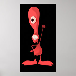 Affiche Cyclops rose Un Oeil Mignonne Monstre Agitant