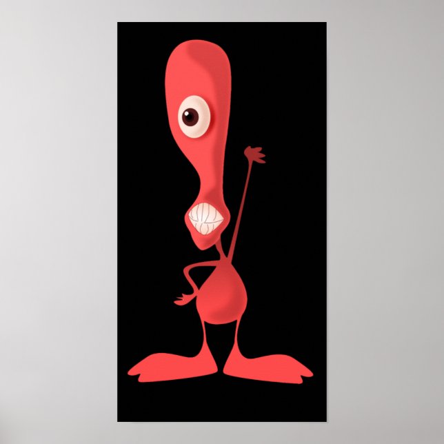 Affiche Cyclops rose Un Oeil Mignonne Monstre Agitant (Devant)