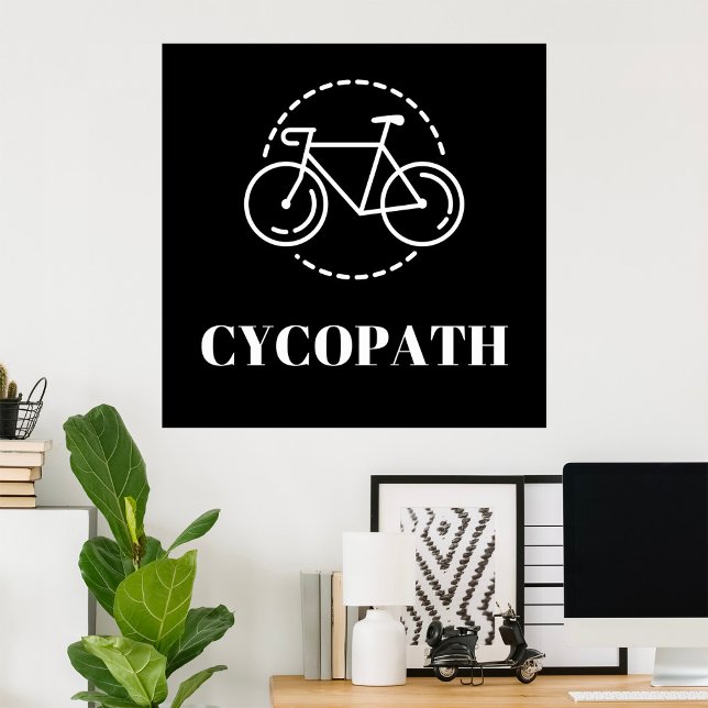Affiche Cycopath Cycling Pun Minimalist Road Bike Cyclist  (Créateur téléchargé)