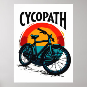Affiche Cycopath : Vélo énergétique avec le soleil couchan