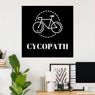 Affiche Cycopathe Cyclisme Pun Vélos De Route Minimalistes