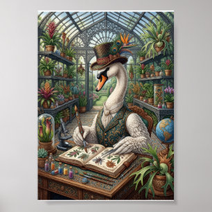 Affiche Cygne Aristocratique Serre Victorienne Botanique F