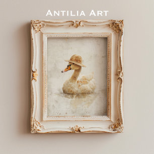 Affiche Cygne avec Casquette de paille Peinture de sauvagi