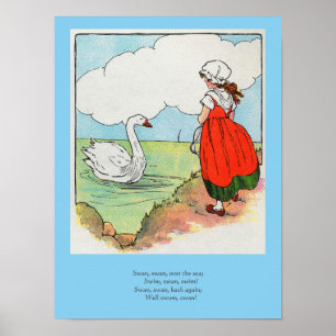Affiche Cygne, Cygne au-dessus de la mer Mère Goose Nurser