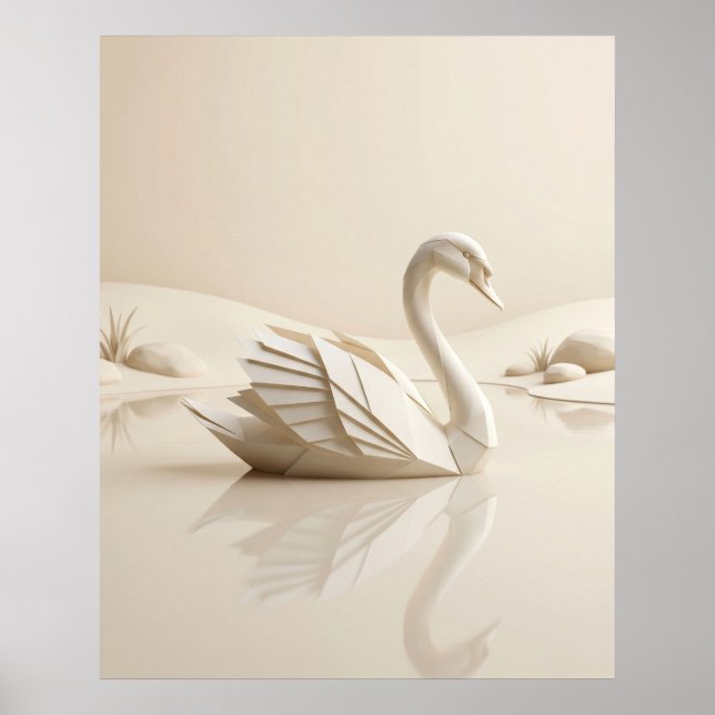 Affiche Cygne en papier Lac Miroir (Devant)