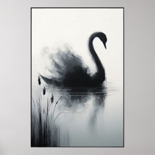 Affiche Cygne Serène Dans Les Eaux Mortes