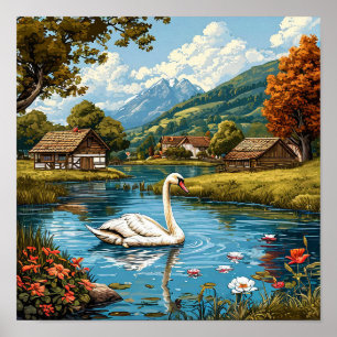 Affiche Cygne sur le lac