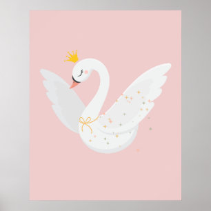 Affiche Cygne volant mignon et élégant
