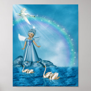Affiche Cygnes Blanches Et Angel