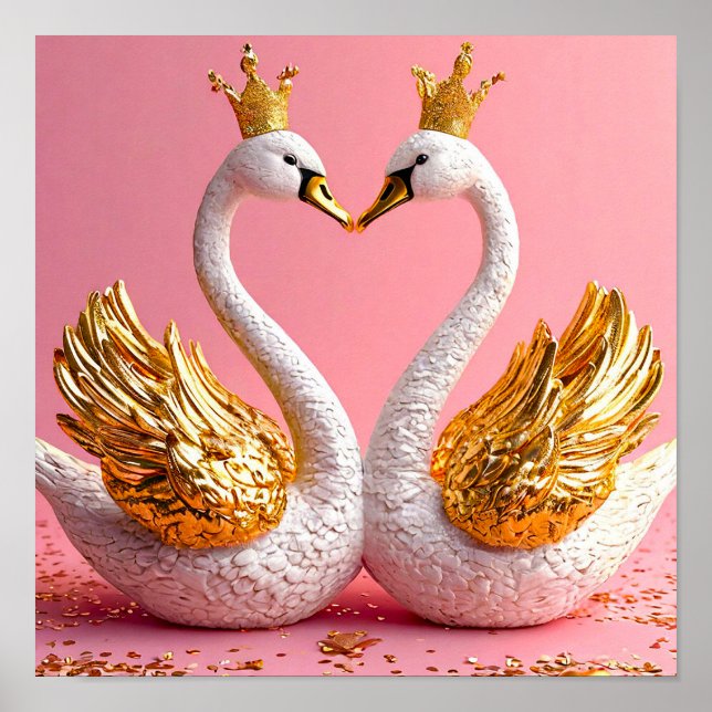 Affiche Cygnes de mariage blancs grâce amour pur 🦢🤍✨ (Devant)