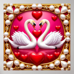 Affiche 🦢 Cygnes de mariage romantiques Élégante décorati