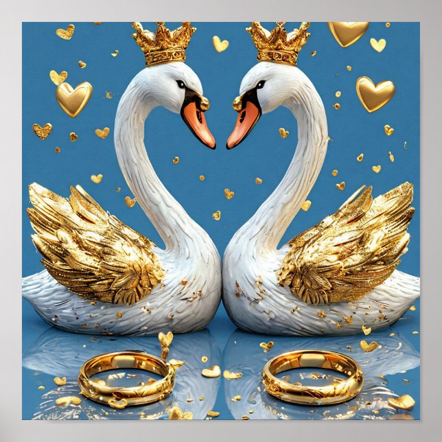 Affiche Cygnes de mariage scène romantique 🦢💖☁️✨ (Devant)
