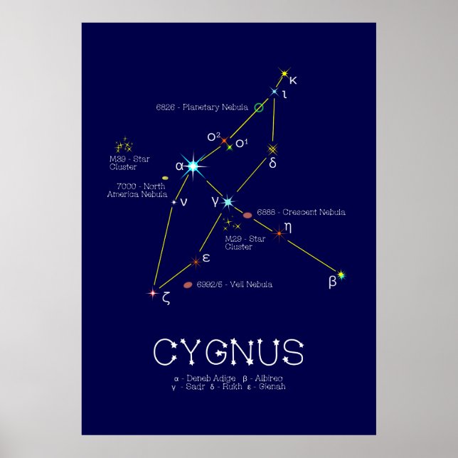 Affiche Cygnus de constellation de l'hémisphère nord (Devant)