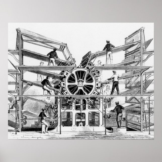 Affiche Cylinder printing press invented by Richard March (Devant)