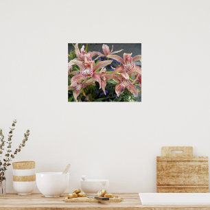 Affiche Cymbidium Orchidées Florales Tachetées Rouges