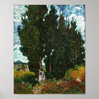 Affiche Cyprès avec deux femmes, Vincent van Gogh