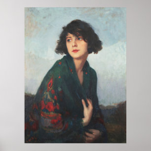 Affiche Cyprien Eugène Boulet Femme avec écusson vert