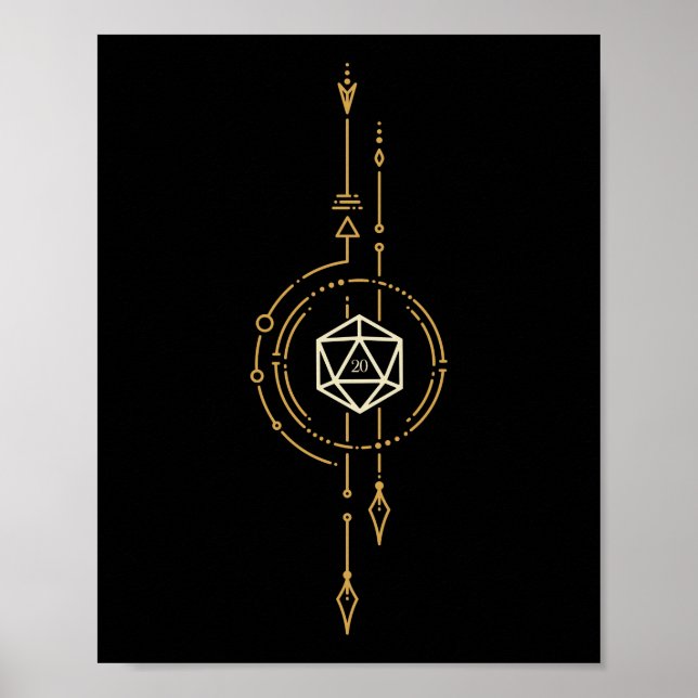 Affiche D20 dés de la tablette minimaliste Ranger RPG (Devant)