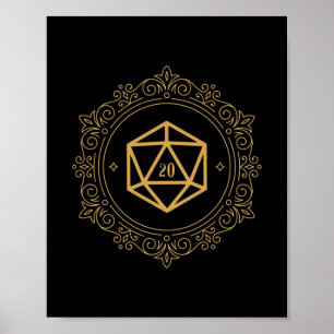Affiche D20 Dice Monogramme Tabletop RPG