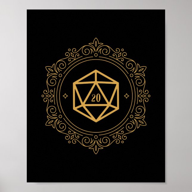 Affiche D20 Dice Monogramme Tabletop RPG (Devant)
