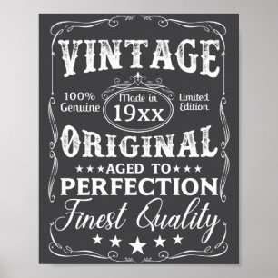 Affiche D Anniversaire Vintage Vieilli À La Perfection