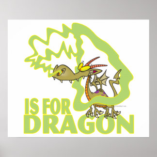 Affiche D est pour dragon lettre abc dessin animé