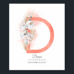 Affiche D Letter Monogram White Orchids and Pampas Grass<br><div class="desc">White orchids and pampas grass letter design elegant poster</div>