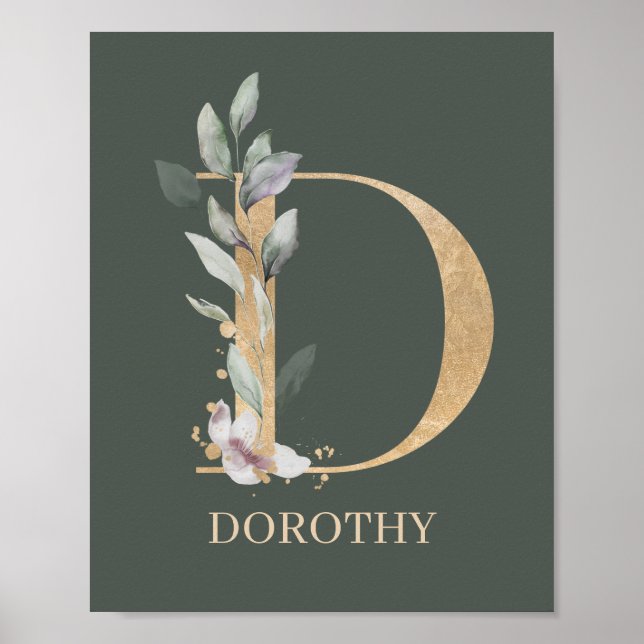 Affiche D Monogram Floral Personalized (Devant)