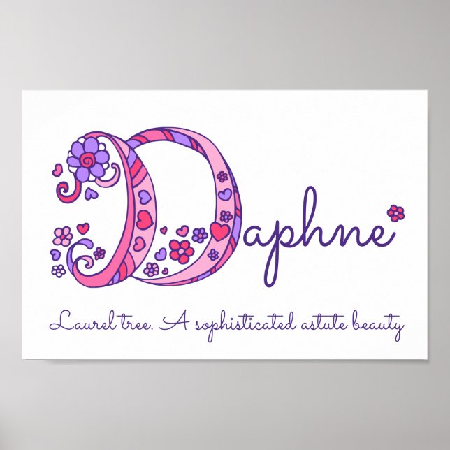Affiche D monogramme art Daphne filles nom signifiant affi (Devant)