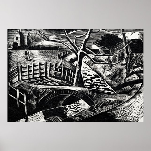 Affiche D.yke par la route par Paul Nash (Devant)
