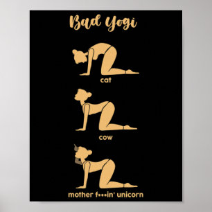 Affiche D Yogi Chat Vache Mère Licorne Drôle Yoga Méditati