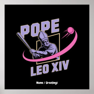 Affiche Da Pope Leo XIV Conception Baseball Foi Rencontre
