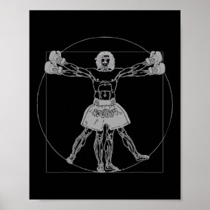 Affiche Da Vinci Vitruvian Man Muay Thai Mma combat de rue