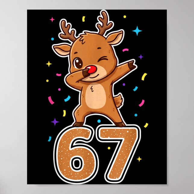 Affiche Dabbing 67 Reindeer 67 Funny Six Seven Meme Gen Z  (Devant)