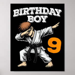 Affiche Dabbing 9 Anniversaire Boy Karate 9 Anniversaire B