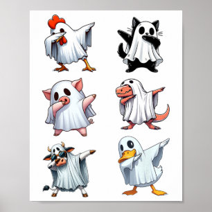 Affiche Dabbing Animaux Ferme Halloween Ghost Costume drôl