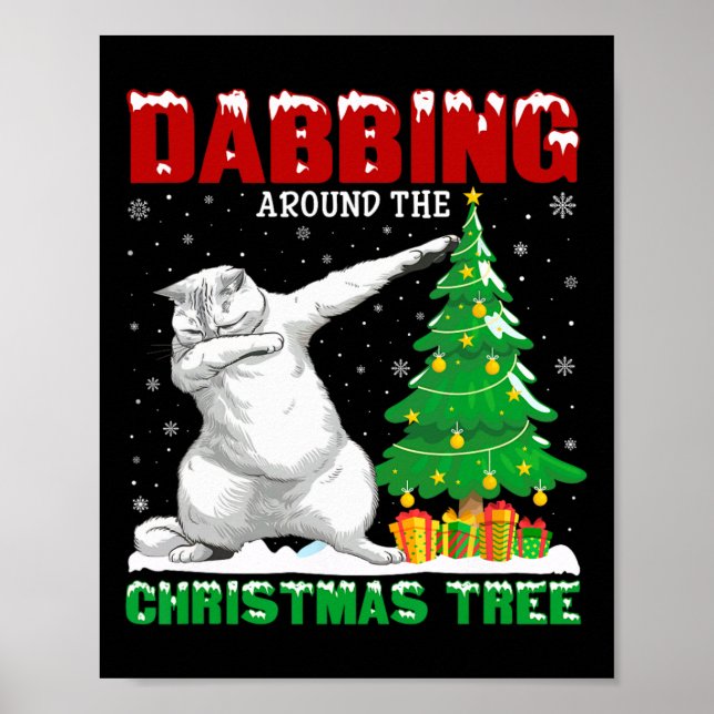 Affiche Dabbing Autour De Noël Arbre Perse Chat Noël (Devant)