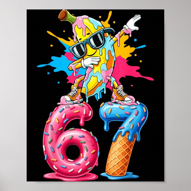 Affiche Dabbing Banana 67 Ice Cream Drip Funny Six Seven M (Devant)