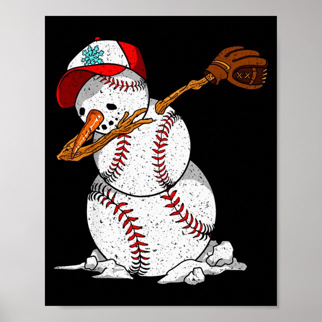 Affiche Dabbing Baseball Snowman Snow Christmas Xmas Holid (Devant)