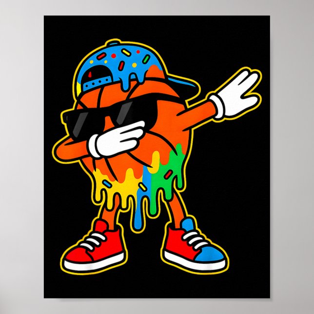 Affiche Dabbing Basketball Ice Cream Drip Boys Basketball  (Devant)