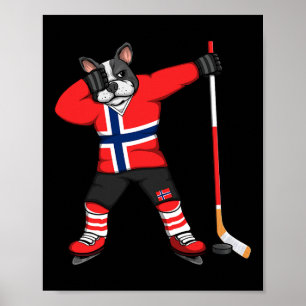 Affiche Dabbing Bouledogue Français Norvège Supporters de 