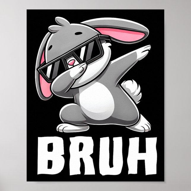 Affiche Dabbing Bunny Bruh mème Pâques Jour Dab Bunny Ados (Devant)