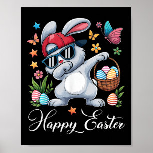 Affiche Dabbing Bunny Joyeux OEufs de Pâques Chasse Enfant
